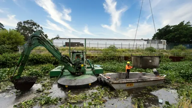 Dredging equipment working on underwater civil infrastructure